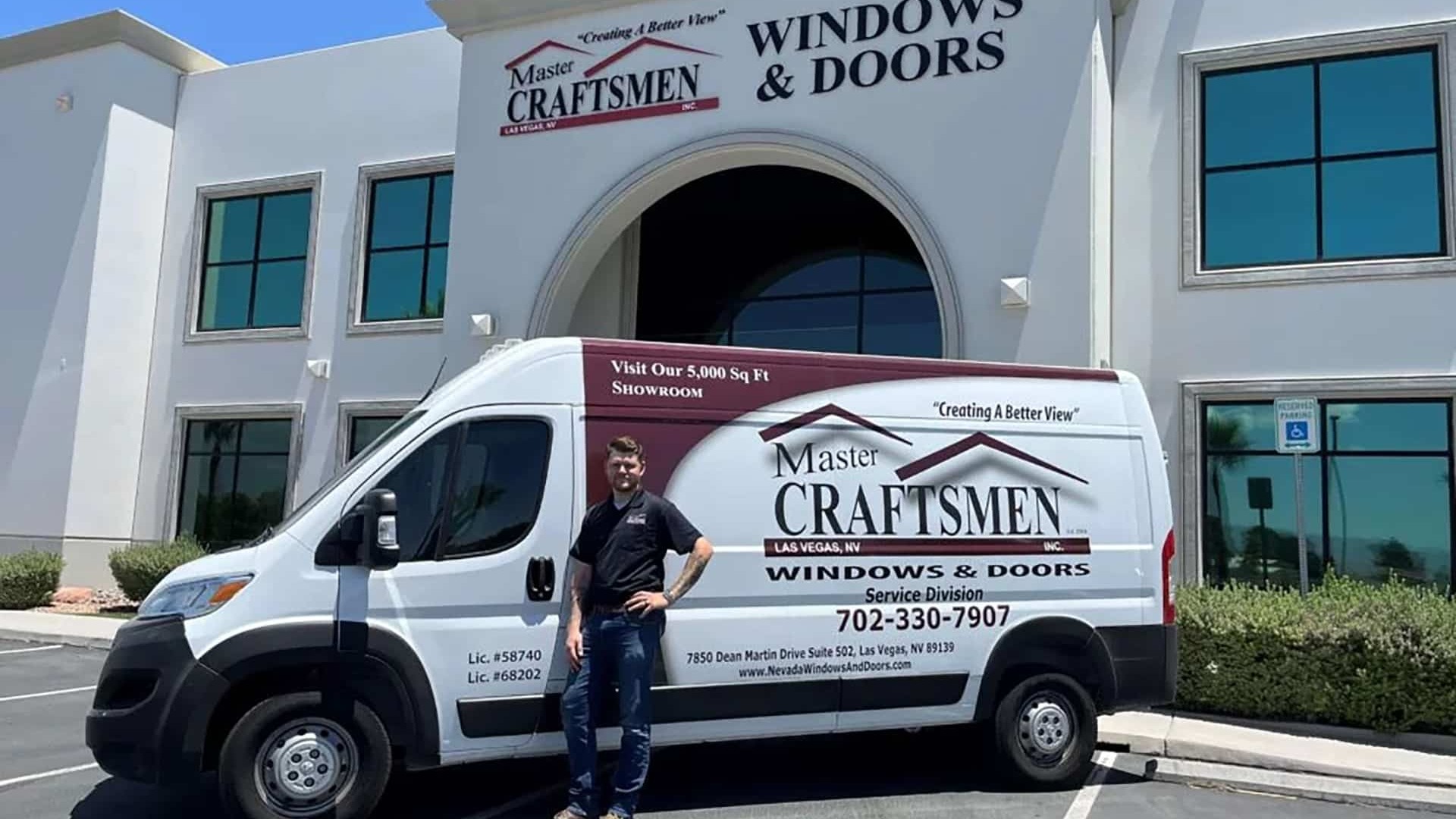 Master Craftsmen windows and doors showroom and service van in Las Vegas
