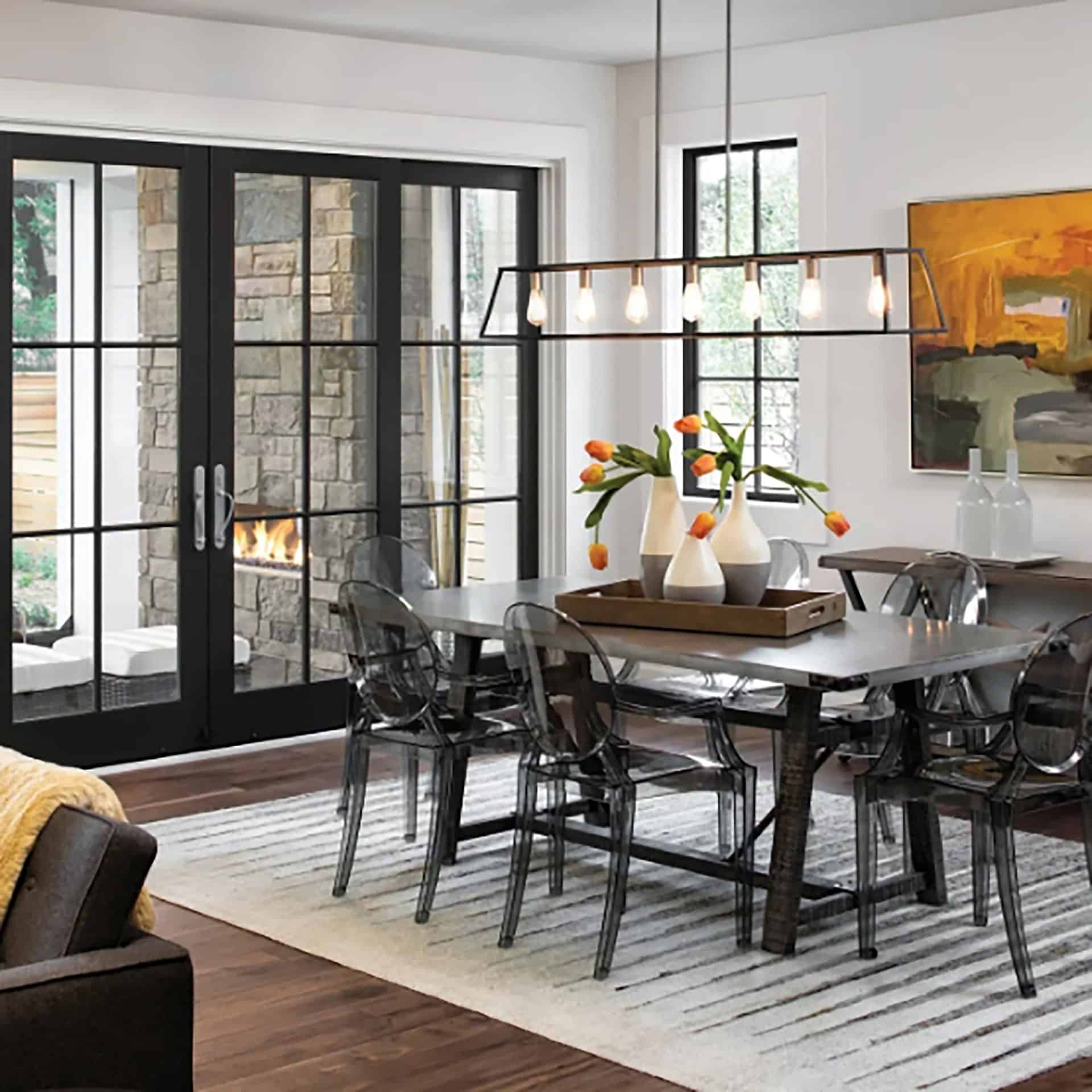 dining room with windowed french doors