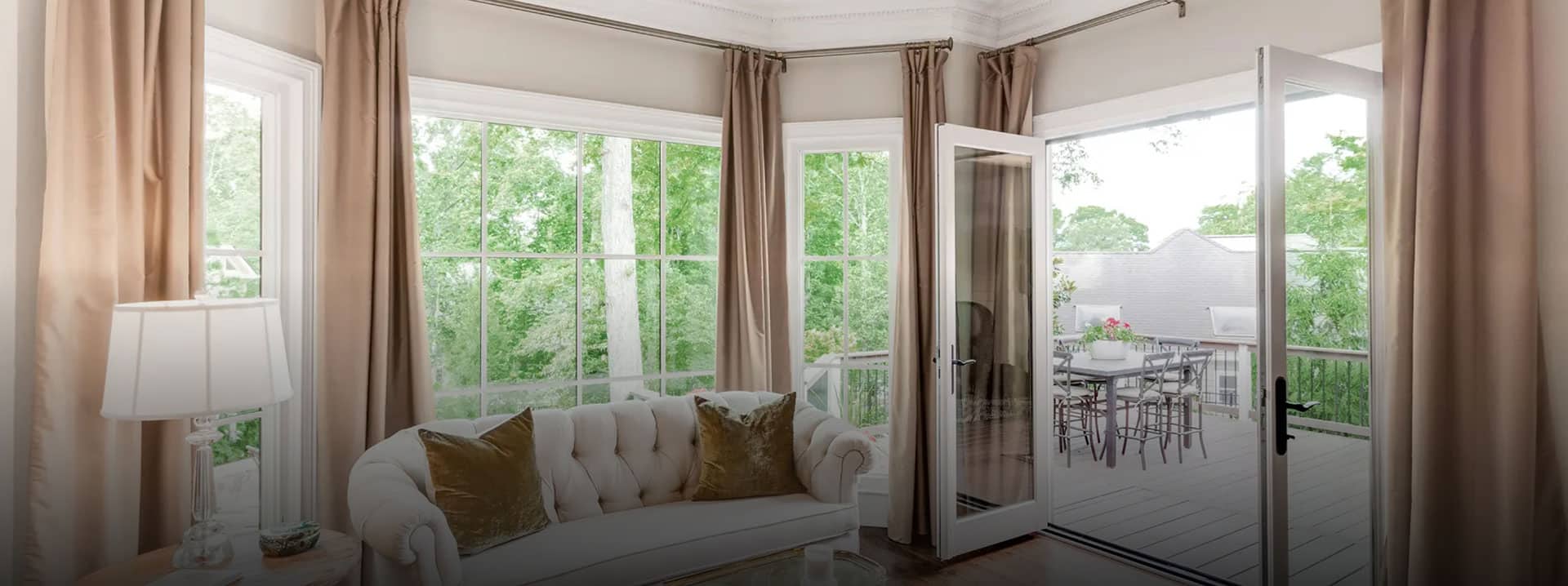 living room with beautiful windows